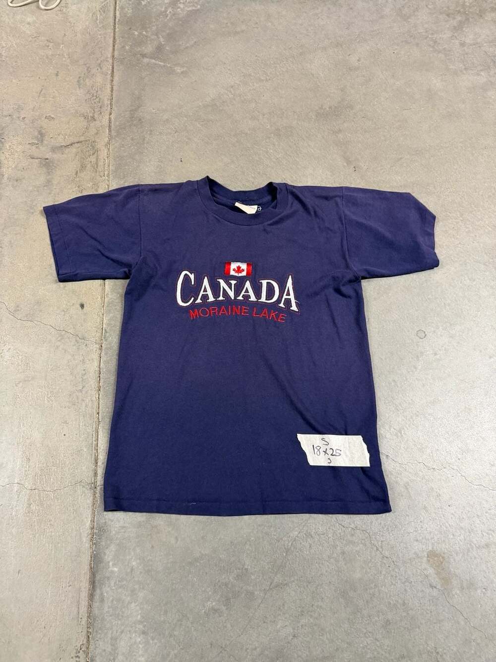 Cityscape Vintage Canada Moraine Lake Embroidered Navy T-Shirt
